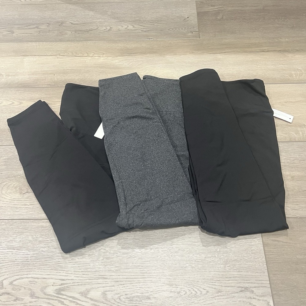 ODODOS women's high waisted yoga capris Leggings Black Gray 3‎ Sets Large NWT